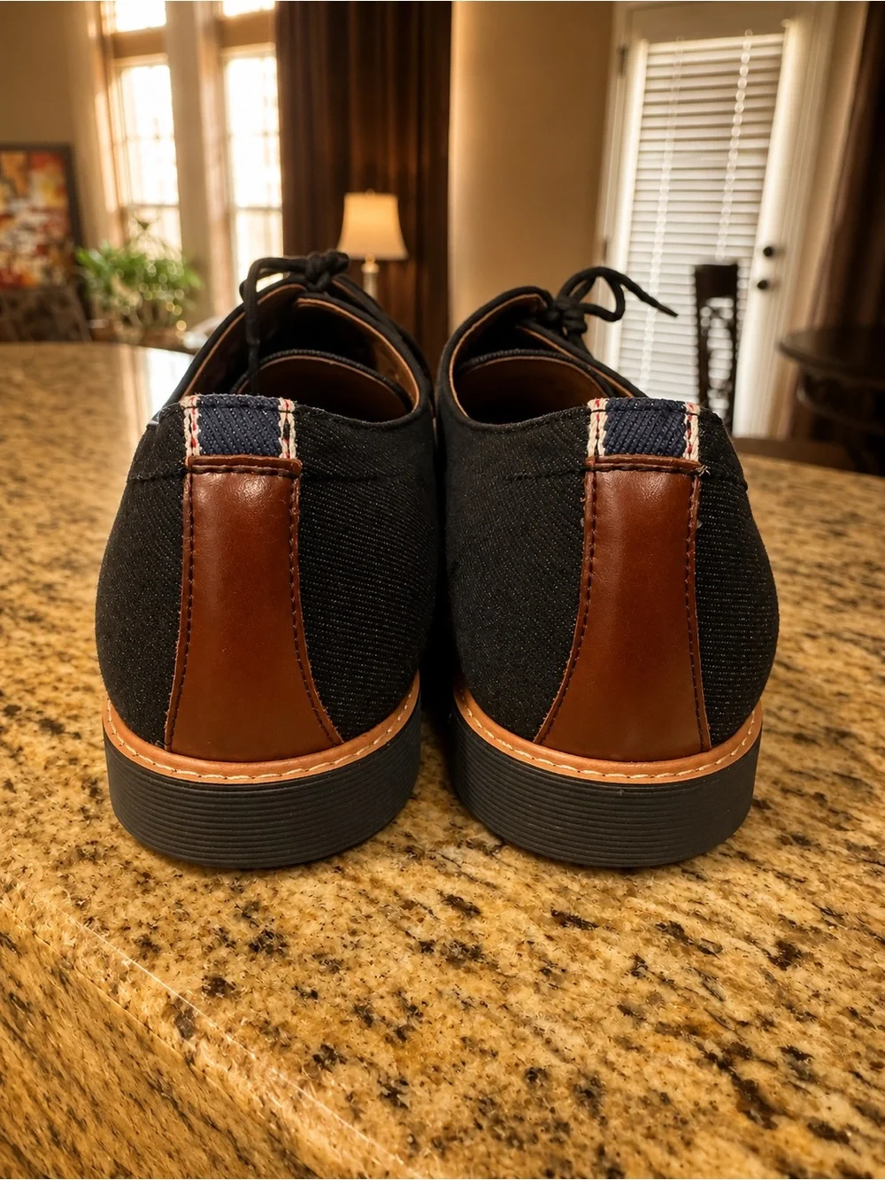 Steve Madden Nevins Black Canvas Shoes with Tan Accents
